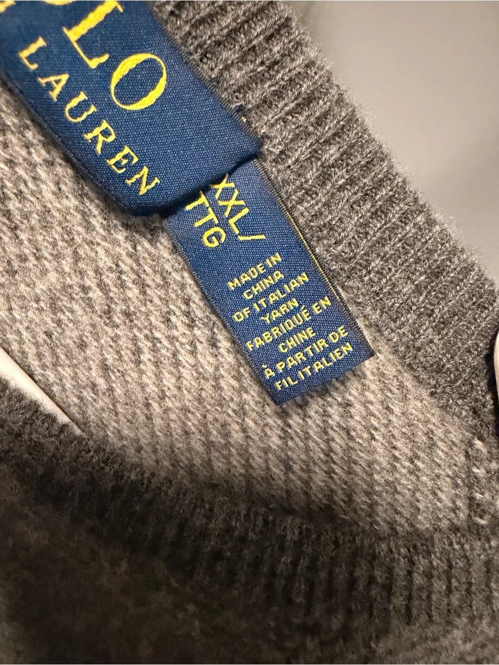 Polo Ralph Lauren Men’s Merino Wool Men's Gray Crewneck Gray Sweater XXL